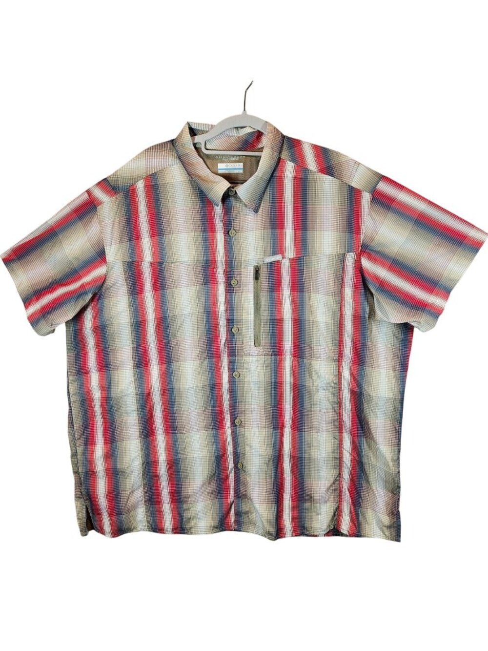 Columbia Mens XXL Omni-Shade Plaid Short Sleeve Button-Up Shirt vented